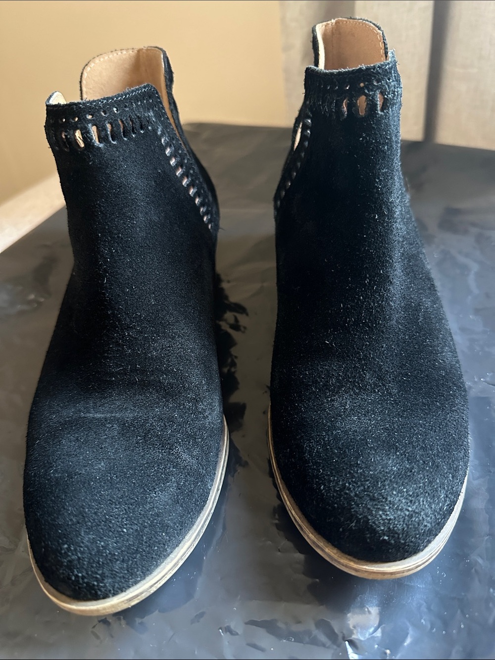 Black suede booties